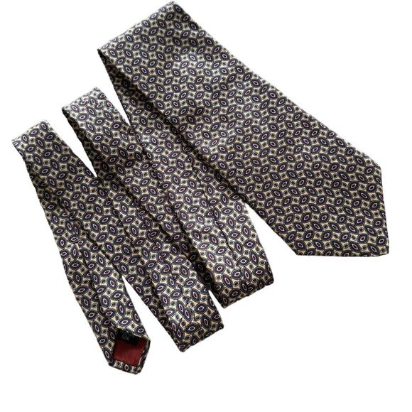 Halston III vintage 100% silk geometric pattern print tie 4” w - Picture 4 of 4